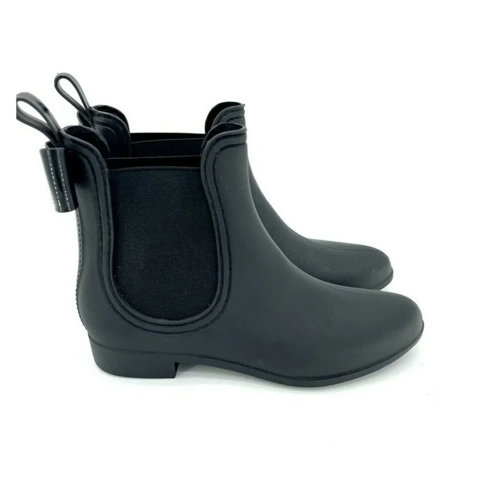 Catherine Malandrino Boots Matte Bow Chelsea Rain Rubber Boots SZ 8 NEW